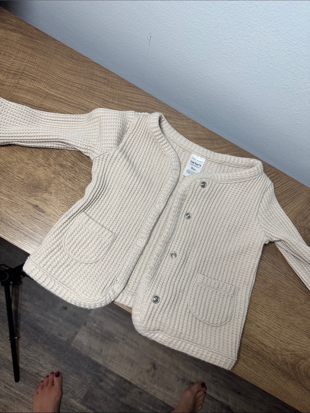 Carter's Cream Waffle-Knit Baby Cardigan Jacket